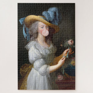 Marie Antoinette blazen een roze bubble gum Legpuzzel