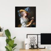 Marie Antoinette blazen een roze bubble gum Poster (Thuiskantoor)