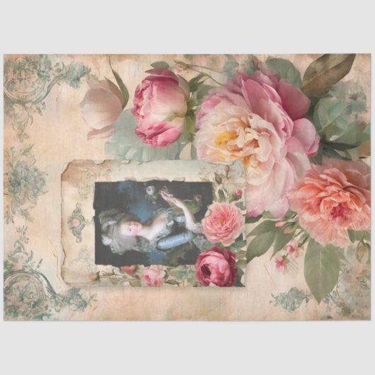 Marie Antoinette Bloemen Frans Ephemera Decoupage Tissuepapier (Voorkant)