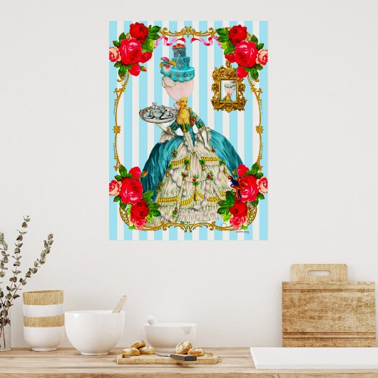 Marie Antoinette Blue Cakes en Tea Giant Poster (Keuken)