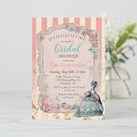 Marie Antoinette Bridal Shower Invitation Kaart (Staand voorkant)