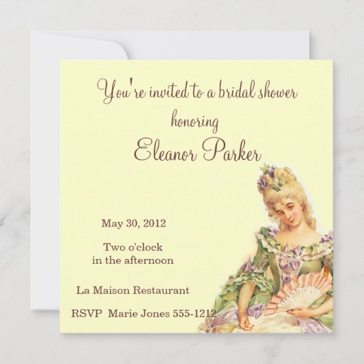 Marie Antoinette Bridal Shower Kaart (Voorkant)