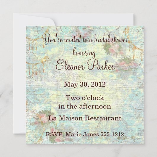 Marie Antoinette Bridal Shower Kaart (Achterkant)