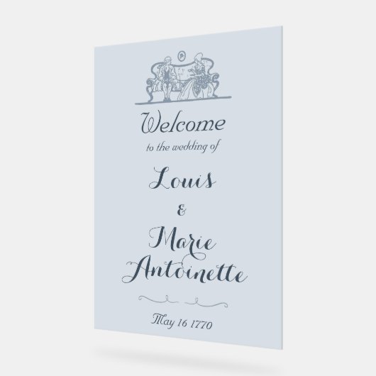 Marie Antoinette Bruiloft Rococo Dusty Blue Acryl Bord (Hoek)