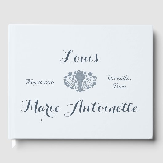Marie Antoinette Bruiloft Rococo Dusty Blue Gastenboek (Voorkant)
