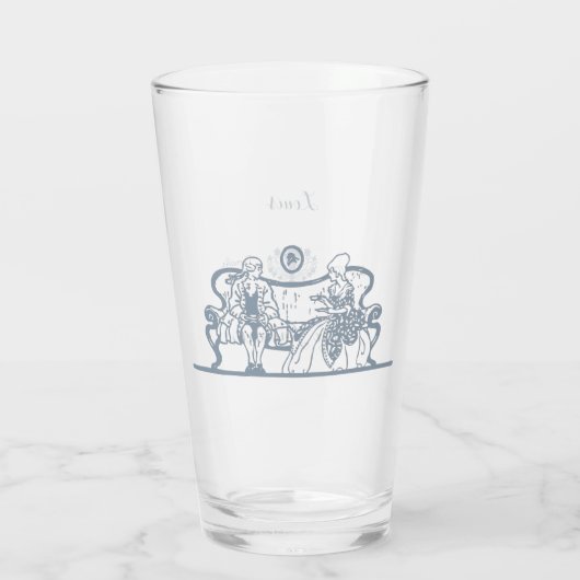 Marie Antoinette Bruiloft Rococo Dusty Blue Glas (Achterkant)