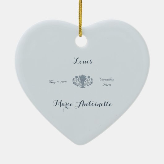 Marie Antoinette Bruiloft Rococo Dusty Blue Keramisch Ornament (Achterkant)