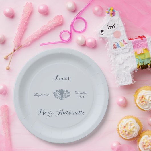 Marie Antoinette Bruiloft Rococo Dusty Blue Papieren Bordje (Feest)