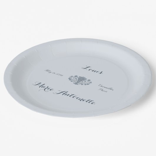 Marie Antoinette Bruiloft Rococo Dusty Blue Papieren Bordje (Gekanteld)