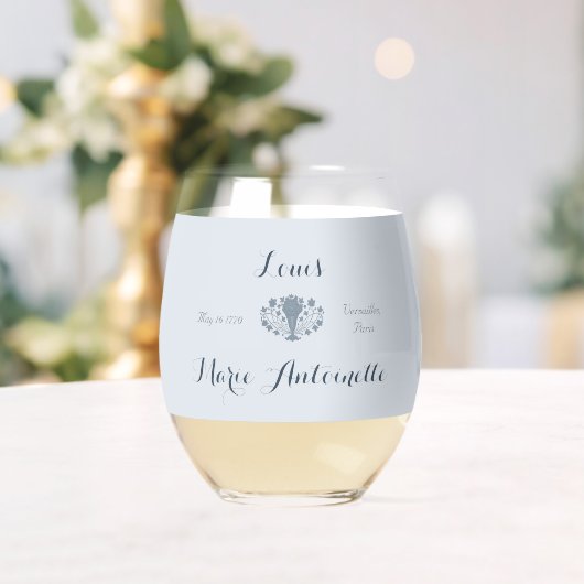 Marie Antoinette Bruiloft Rococo Dusty Blue Wijnglas Zonder Voet (Insitu (Huwelijk))