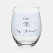 Marie Antoinette Bruiloft Rococo Dusty Blue Wijnglas Zonder Voet (Achterkant)