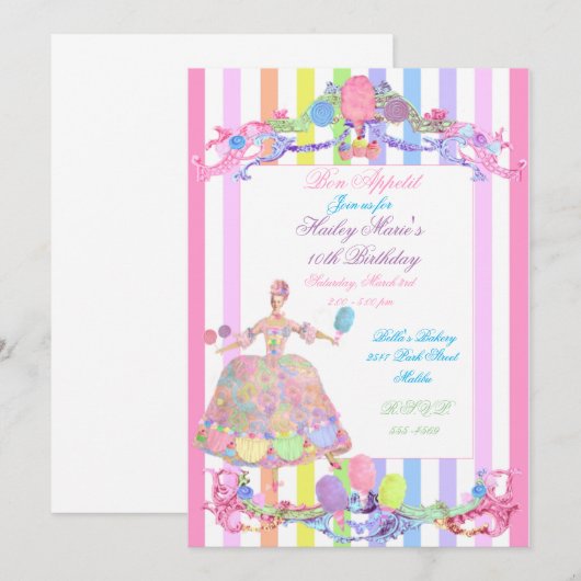 Marie Antoinette candy strepen pastels Frans Kaart (Voorkant / Achterkant)