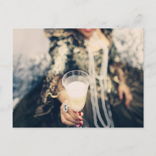 Marie Antoinette Champagne-glazen feest Uitnodiging Briefkaart (Voorkant)