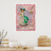 Marie Antoinette Cupcake & Bird Poster Print (Keuken)