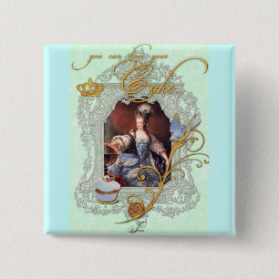 Marie Antoinette Cupcake en Bluebird Vierkante Button 5,1 Cm