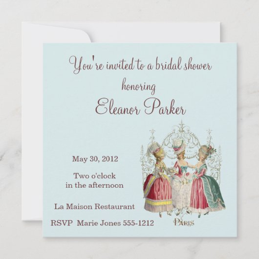 Marie Antoinette Dames Bridal Shower Kaart (Voorkant)