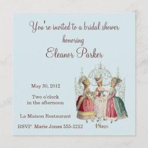 Marie Antoinette Dames Bridal Shower Kaart