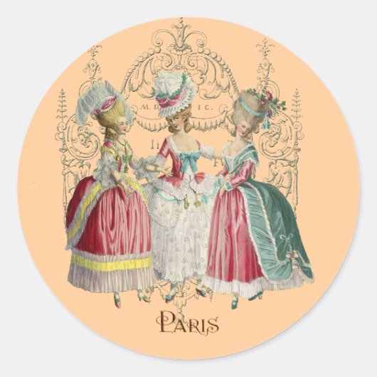 Marie Antoinette Dames in Waiting Ronde Sticker (Voorkant)