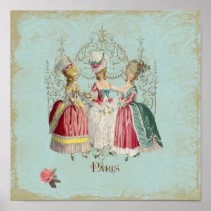 Marie Antoinette Dames Parijs, Franse afdruk Poster