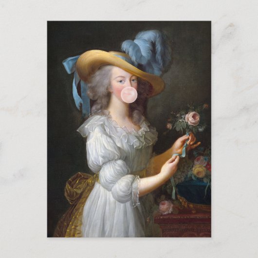Marie Antoinette die kauwgom blaast Briefkaart (Voorkant)