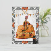 Marie Antoinette en Black Cat Halloween Kaart (Staand voorkant)