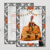 Marie Antoinette en Black Cat Halloween Kaart (Voorkant / Achterkant)