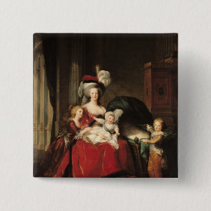 Marie-Antoinette en haar kinderen, 1787 Vierkante Button 5,1 Cm