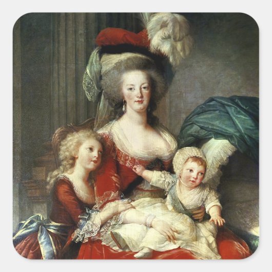 Marie-Antoinette en haar vier kinderen, 1787 Vierkante Sticker (Voorkant)