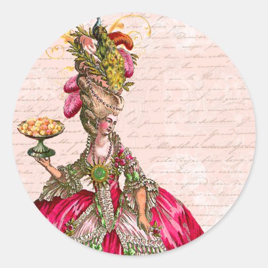Marie Antoinette en Peacock Stickers Labels (Voorkant)