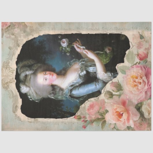 Marie Antoinette Frans Bloemen Ephemera Decoupage Tissuepapier (Voorkant)