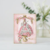 Marie Antoinette, Frans, Parijs, roze, roos, pop Briefkaart (Staand voorkant)