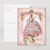 Marie Antoinette, Frans, Parijs, roze, roos, pop Briefkaart (Voorkant / Achterkant)
