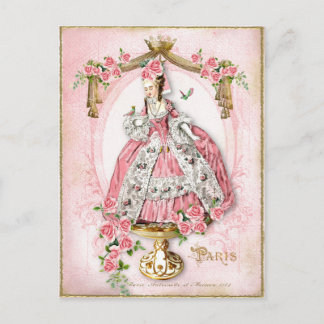 Marie Antoinette, Frans, Parijs, roze, roos, pop Briefkaart