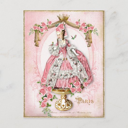 Marie Antoinette, Frans, Parijs, roze, roos, pop Briefkaart (Voorkant)