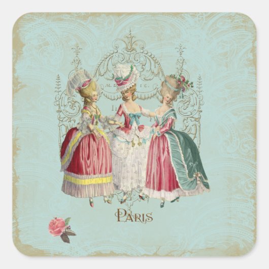 Marie Antoinette Frans Paris Dames Vierkante Sticker (Voorkant)