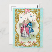 Marie Antoinette, Frans, rococo, roze, roos, dans Briefkaart (Voorkant / Achterkant)