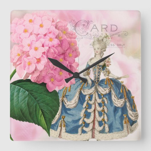 Marie Antoinette French Accent Wall Clock Vierkante Klok (Voorkant)