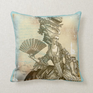 Marie Antoinette French Blue & Sepia Pillow Kussen