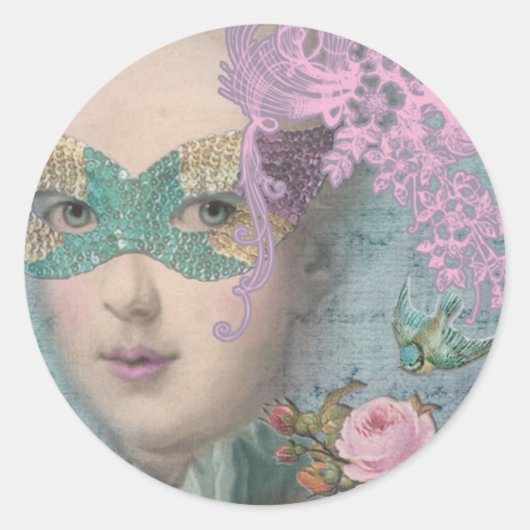 MARIE ANTOINETTE French Masquerade Ronde Sticker (Voorkant)