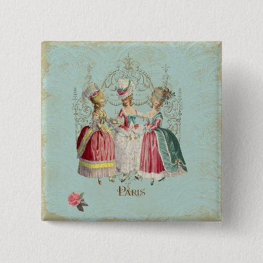Marie Antoinette French Paris Dames Vierkante Button 5,1 Cm (Voorkant)