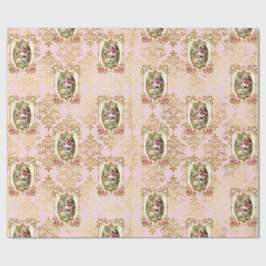 Marie Antoinette French Paris pink rococo roses ラッ Cadeaupapier (Vlak)