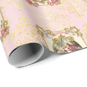 Marie Antoinette French Paris pink rococo roses ラッ Cadeaupapier (Rol Hoek)