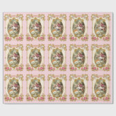 Marie Antoinette French Paris pink rococo roses Cadeaupapier (Vlak)