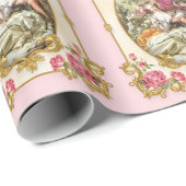 Marie Antoinette French Paris pink rococo roses Cadeaupapier (Rol Hoek)