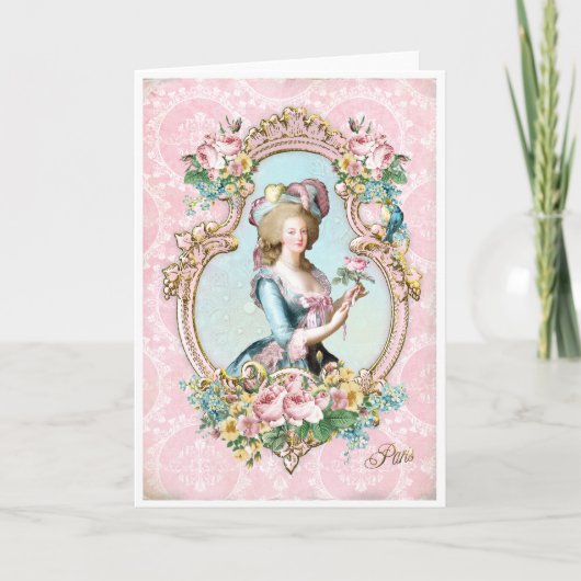 Marie Antoinette French Paris rose portrait カード Bedankkaart (Voorkant)