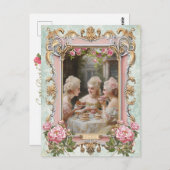 Marie Antoinette,French,Paris,tea,cake,rose ポストカード Briefkaart (Voorkant / Achterkant)