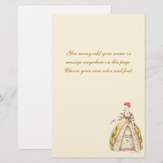 Marie Antoinette French Poodle Stationery Briefpapier (Voorkant / Achterkant)