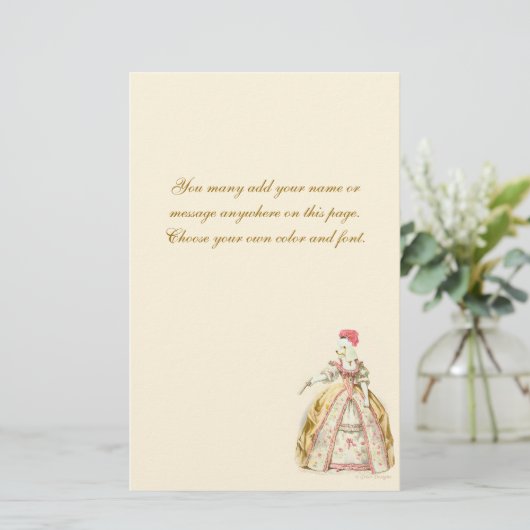 Marie Antoinette French Poodle Stationery Briefpapier (Staand voorkant)