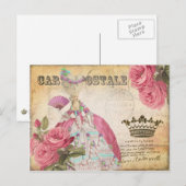 Marie Antoinette Gold Crown Roos Post Kaart (Voorkant / Achterkant)
