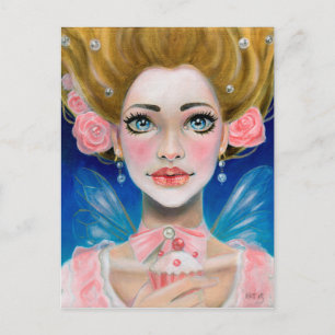 Marie Antoinette Gold Laat ze roze cupcake eten Briefkaart